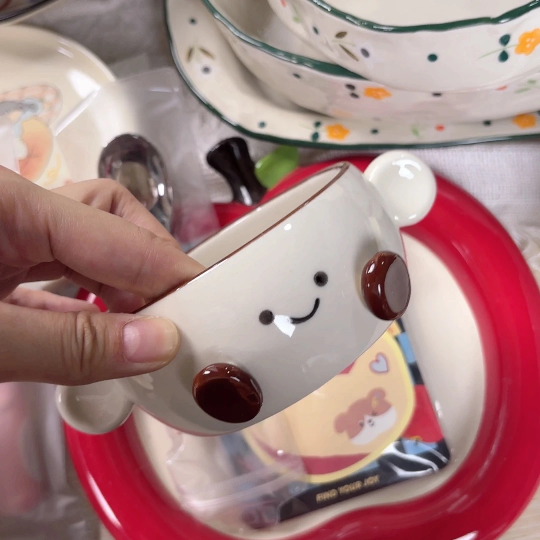 陶可爱豆豆微微瑕双耳盅