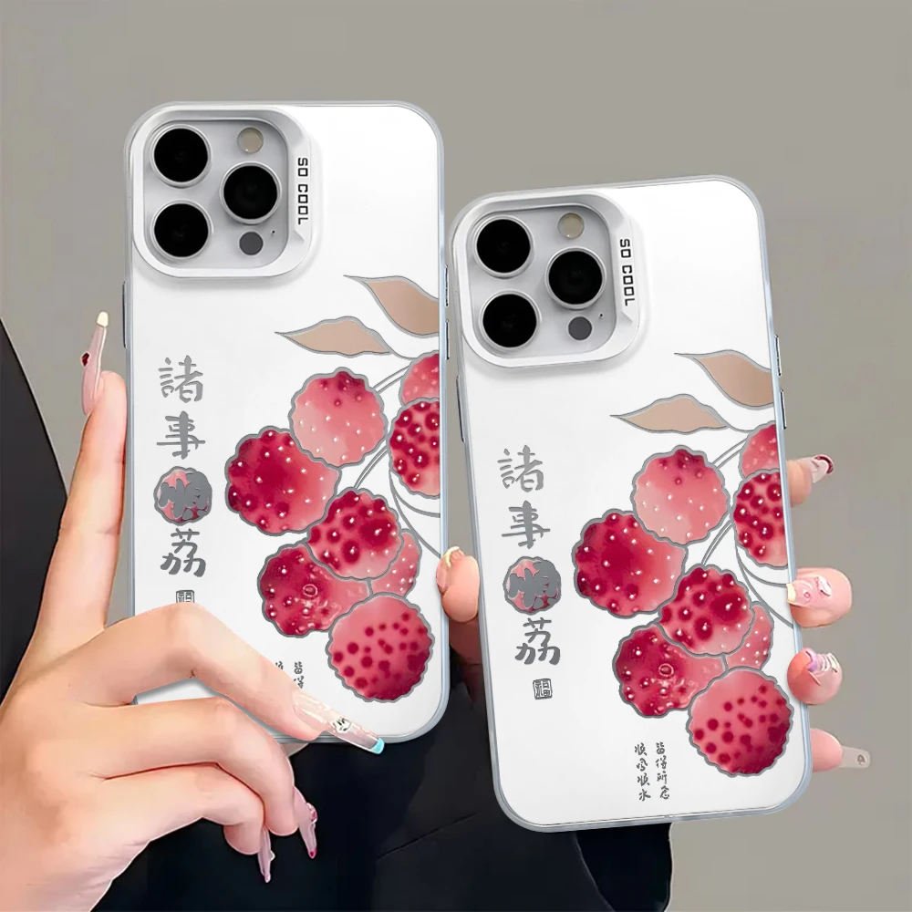 诸事顺荔彩银适用iPhone16苹果13/14手机壳华为P70vivo小米oppo套