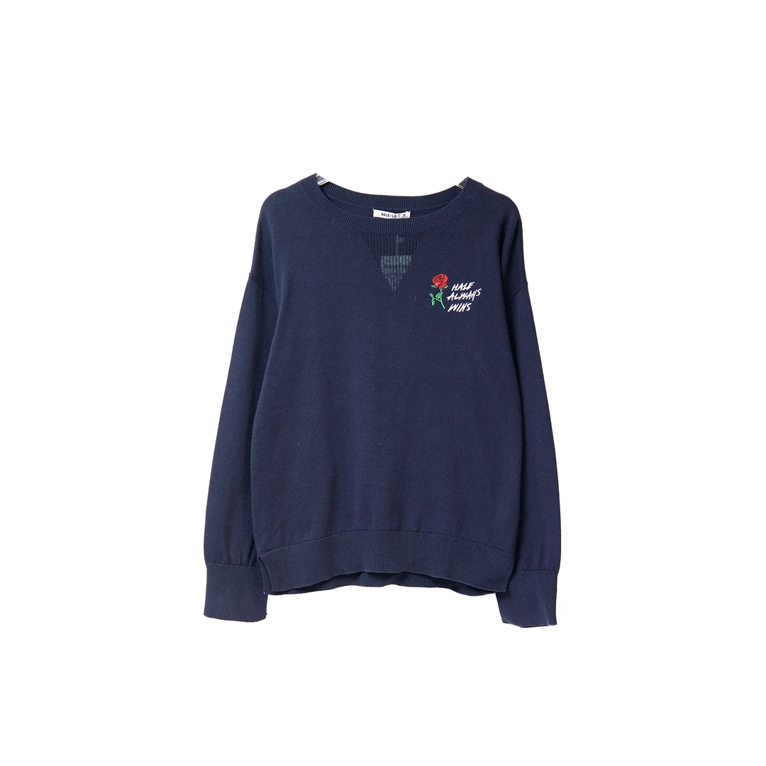 H8BB6212#圆领百搭秋冬套头刺绣卡通女通勤风毛针织衫上衣