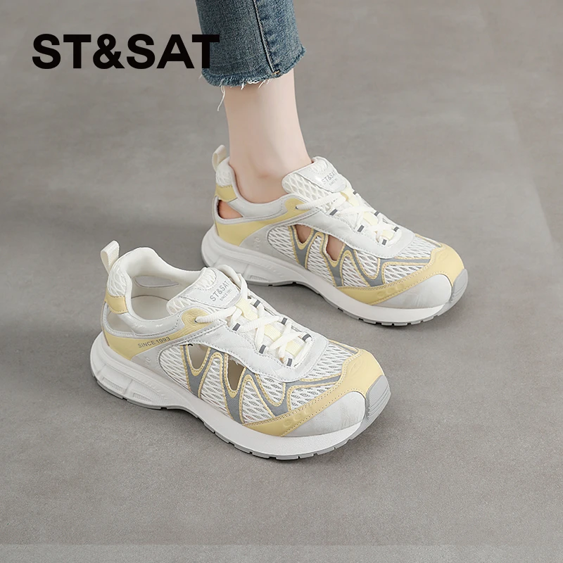 星期六软底镂空溯溪鞋女春夏时尚百搭透气厚底网面防滑轻便运动鞋