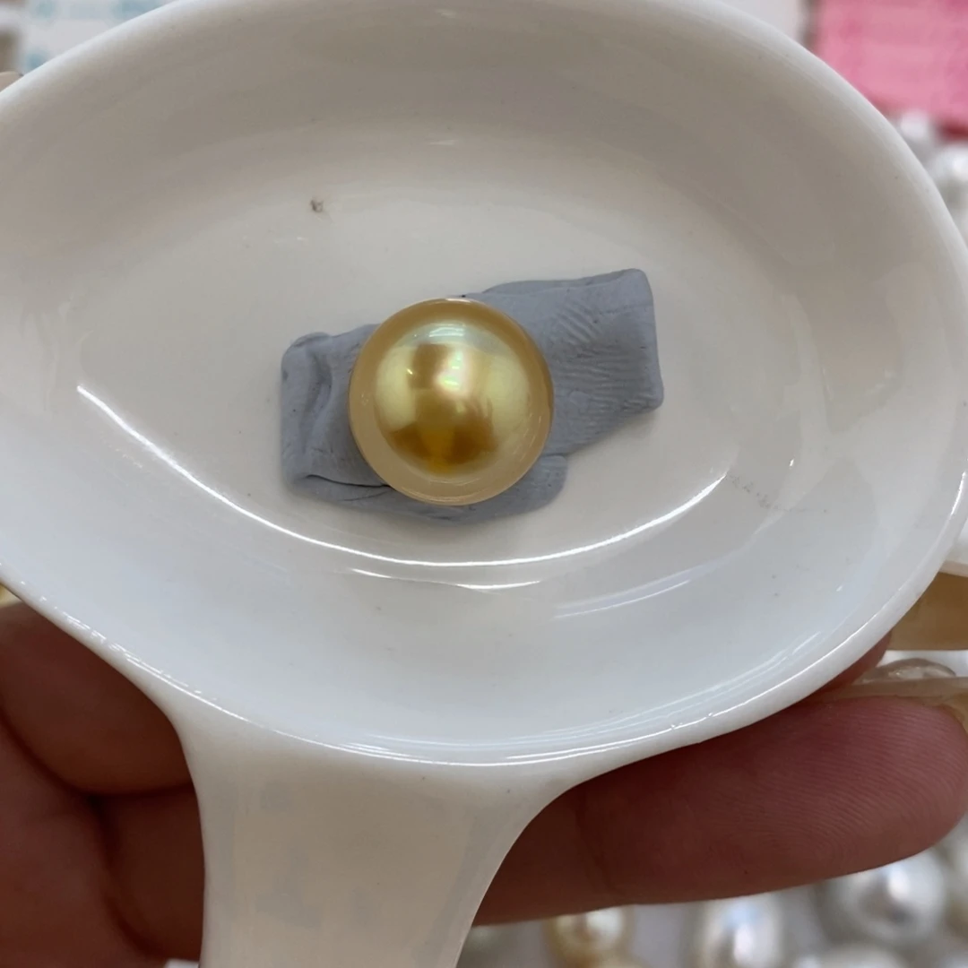 海水珍珠裸珠浓金单珠13+