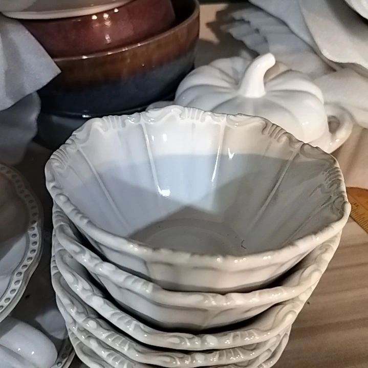 瓷片微瑕卷边米饭碗六个一组