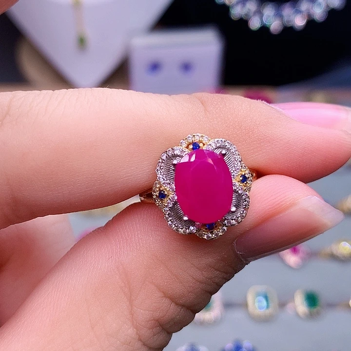 红宝石银S925镶嵌戒指