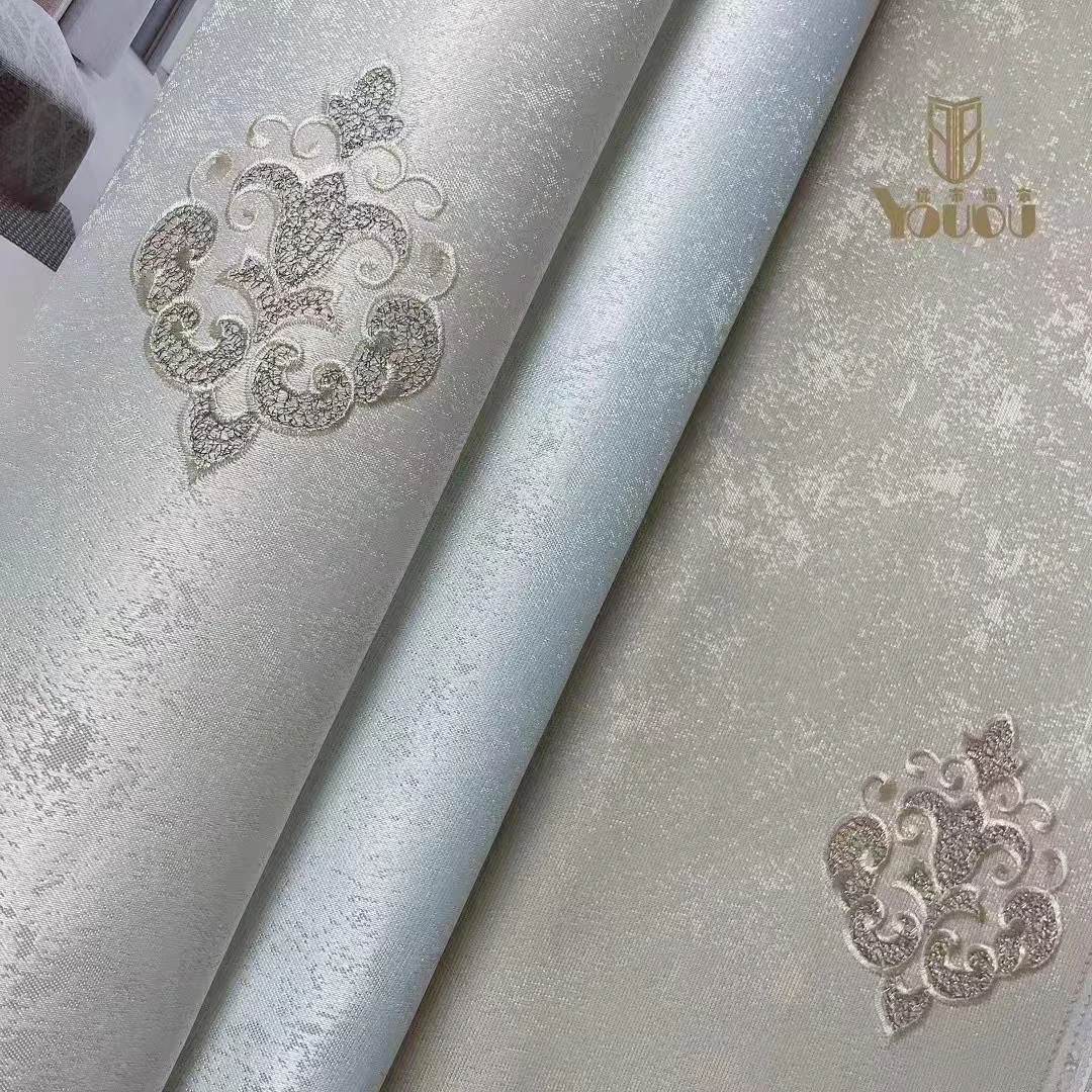现代轻奢刺绣墙布