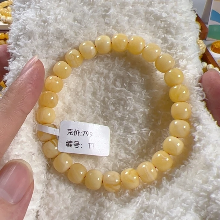 手串琥珀未镶嵌9mm奶白蜡精工老型手串TT