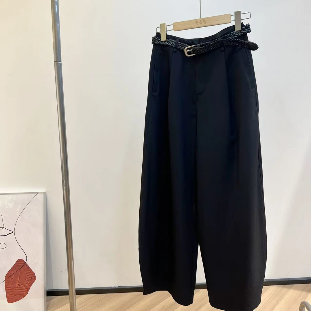 【秀秀新品】冰冰凉带腰带夏季弯刀西裤