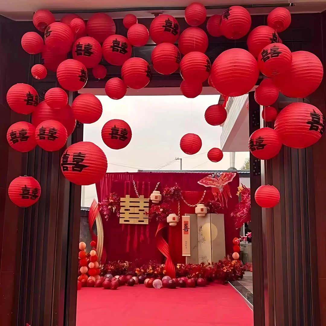 红色喜字灯笼中式结婚装饰用于客厅卧室阳台楼道拍照布置用品