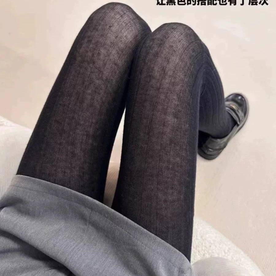 深灰微透真的好有氛围感!韩女加绒打底裤外穿加厚时尚网红保暖