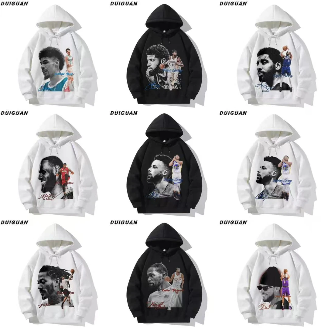 春秋季系列纯棉350g直喷卫衣连帽长袖重磅宽松篮球潮牌球星