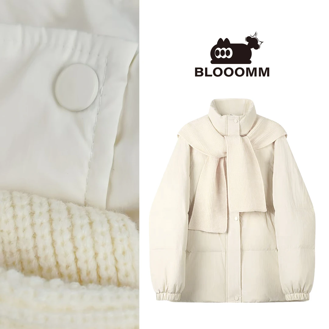 【苏州园林】时尚羽绒昙馨系-撞色鸭鸭显高围巾可拆卸外套 #0025