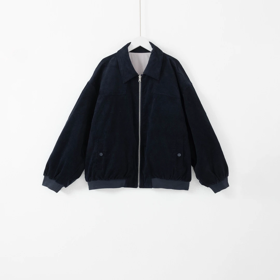 几里与麻 复古两面穿灯芯绒棉服短外套 衣长59 胸围151 2100952