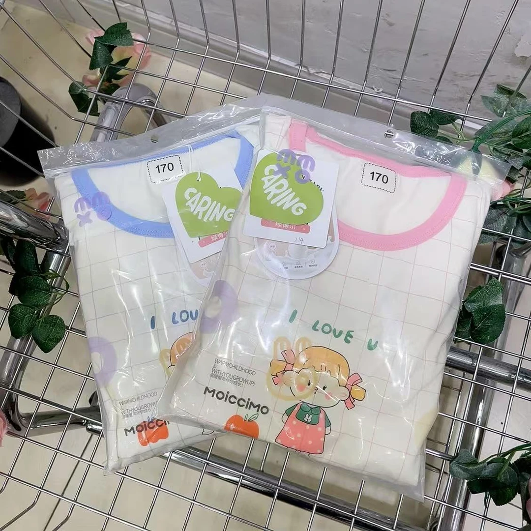 【棉质】儿童满印肌底衣秋衣秋裤套装214