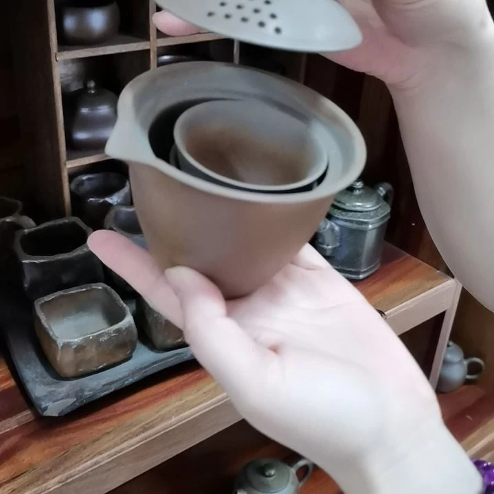 坭兴陶柴烧手抓壶一壶两杯