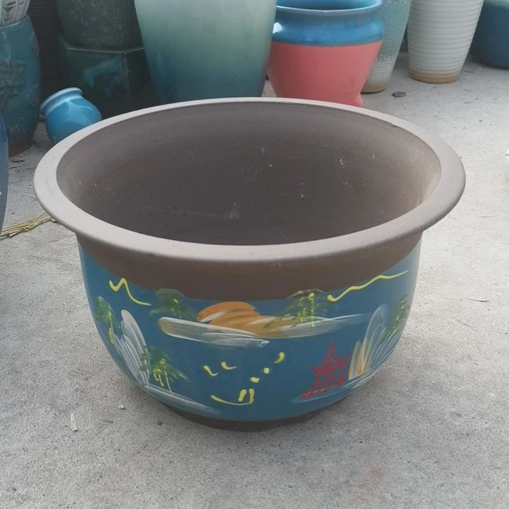 红陶小*白瑕疵一个盆子。。