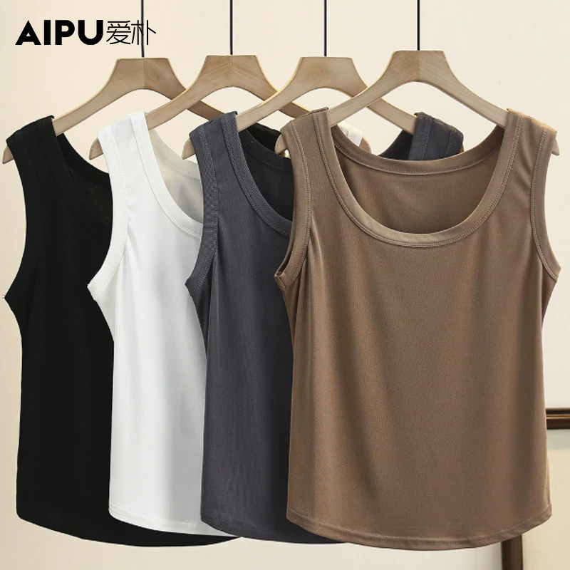 爱朴大码女装110斤到220斤夏季新款洋气时尚显瘦气质宽肩背心8695