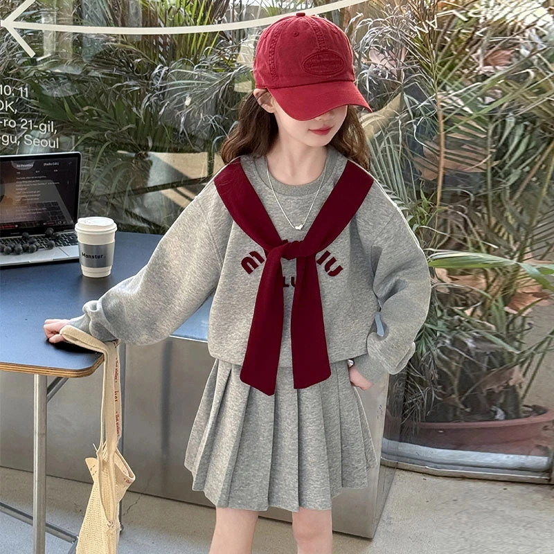 女童开春套装2025新款儿童女春装时尚洋气时髦裙子大童学院风穿搭