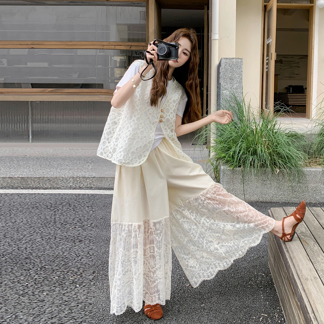 2025夏季新款高级时尚T恤+马夹+裙裤3件套显瘦潮流温柔三件套套装