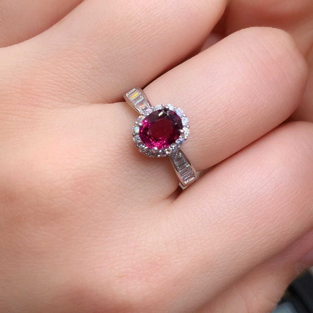 石榴石银S925镶嵌戒指48-1