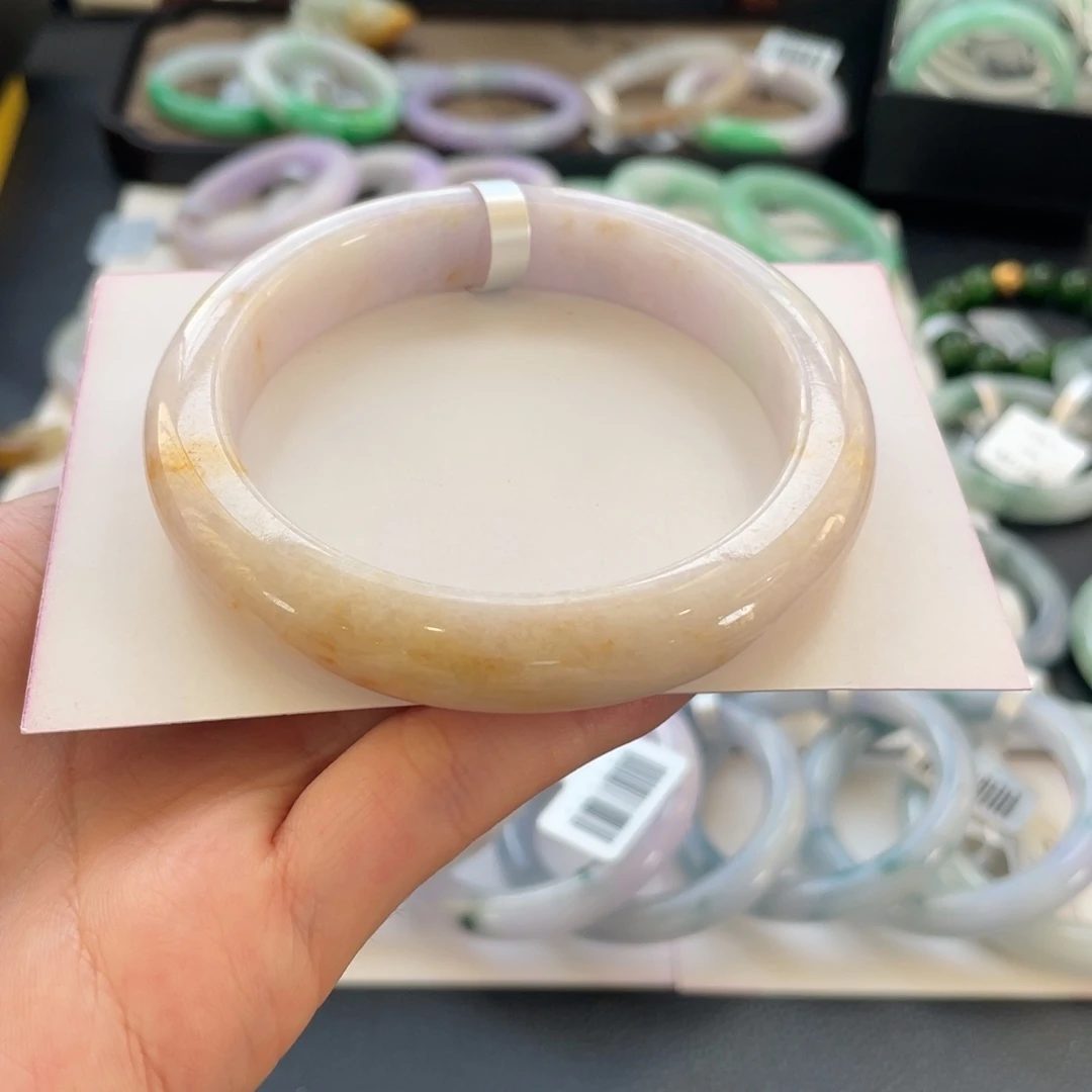 翡翠未镶嵌手镯61正圈纹裂