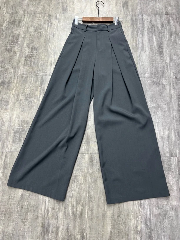 气质遮肉高腰阔腿裤春夏季抗皱透爽休闲拖地裤穿搭