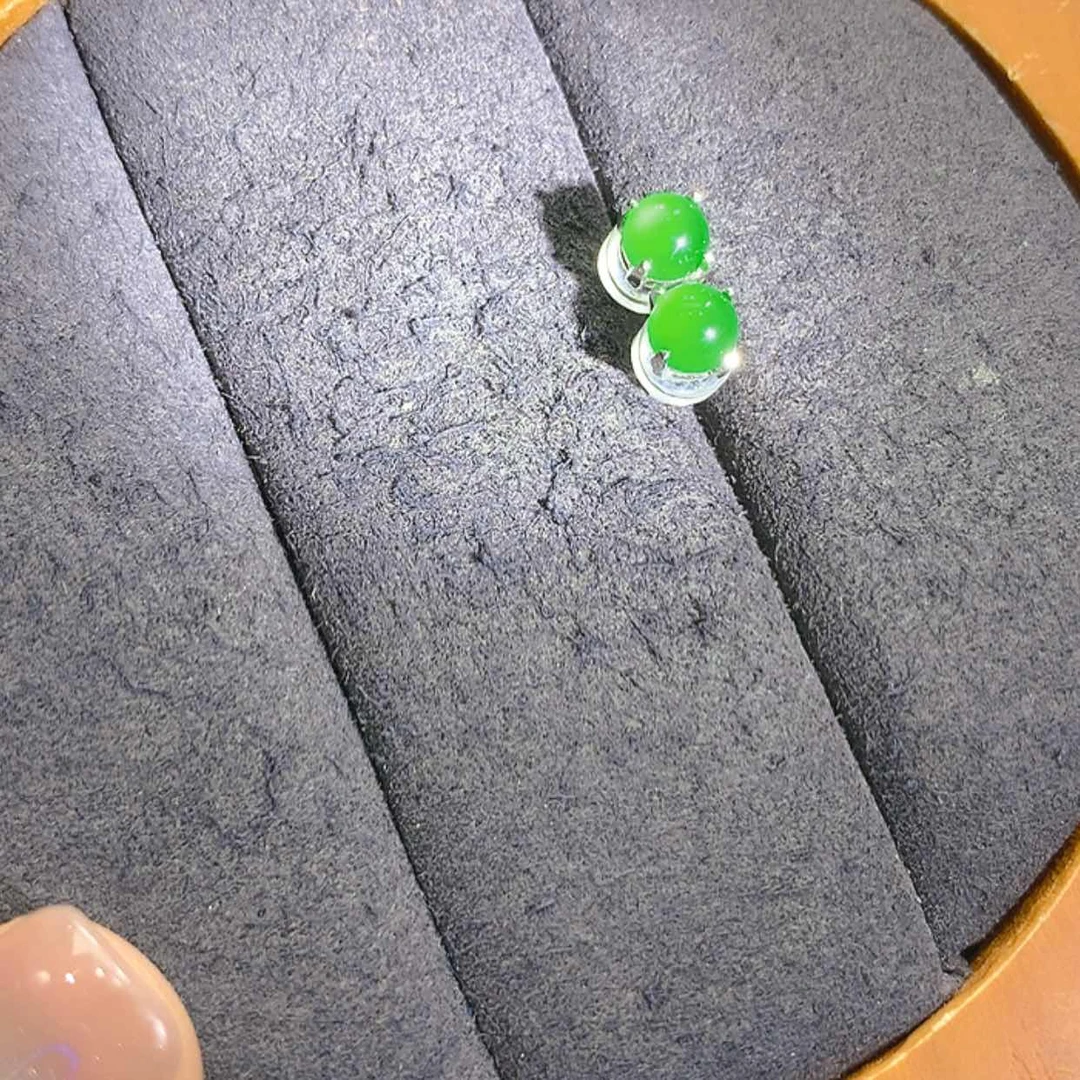【闪购商品】翡翠耳饰银S925镶嵌1柒姐