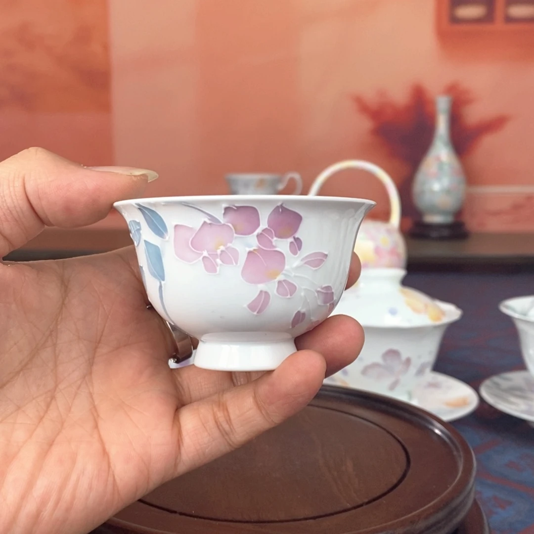 紫藤花釉下品茗杯