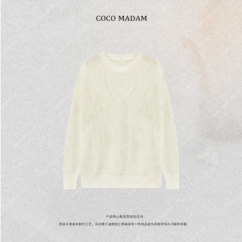 NIUNIU ·T-661 圆领镂空长袖针织衫上衣