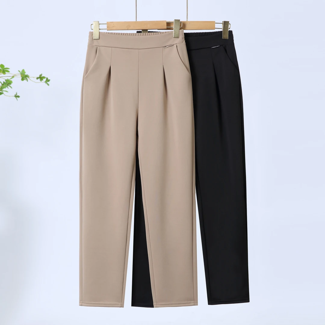 洋气中年妈妈裤子春秋弹力宽松显瘦直筒裤2025新款大码中老年女裤