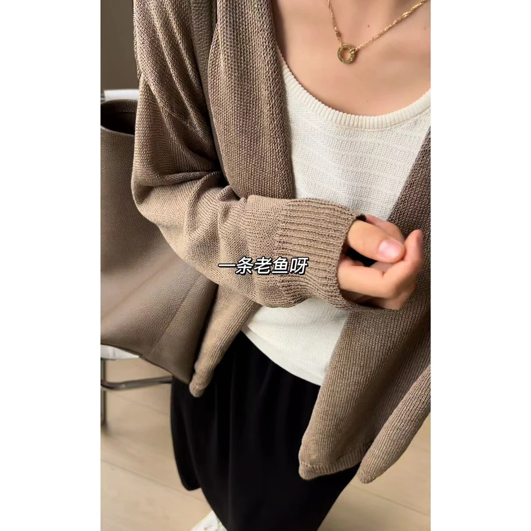 M 夏款和纸纱开衫外套女 长袖防晒衣外套慵懒风