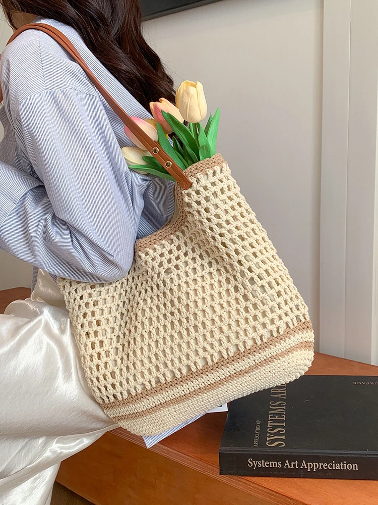 手机袋韩版单层款百搭时尚托特包休闲单肩包编织小众单肩ins