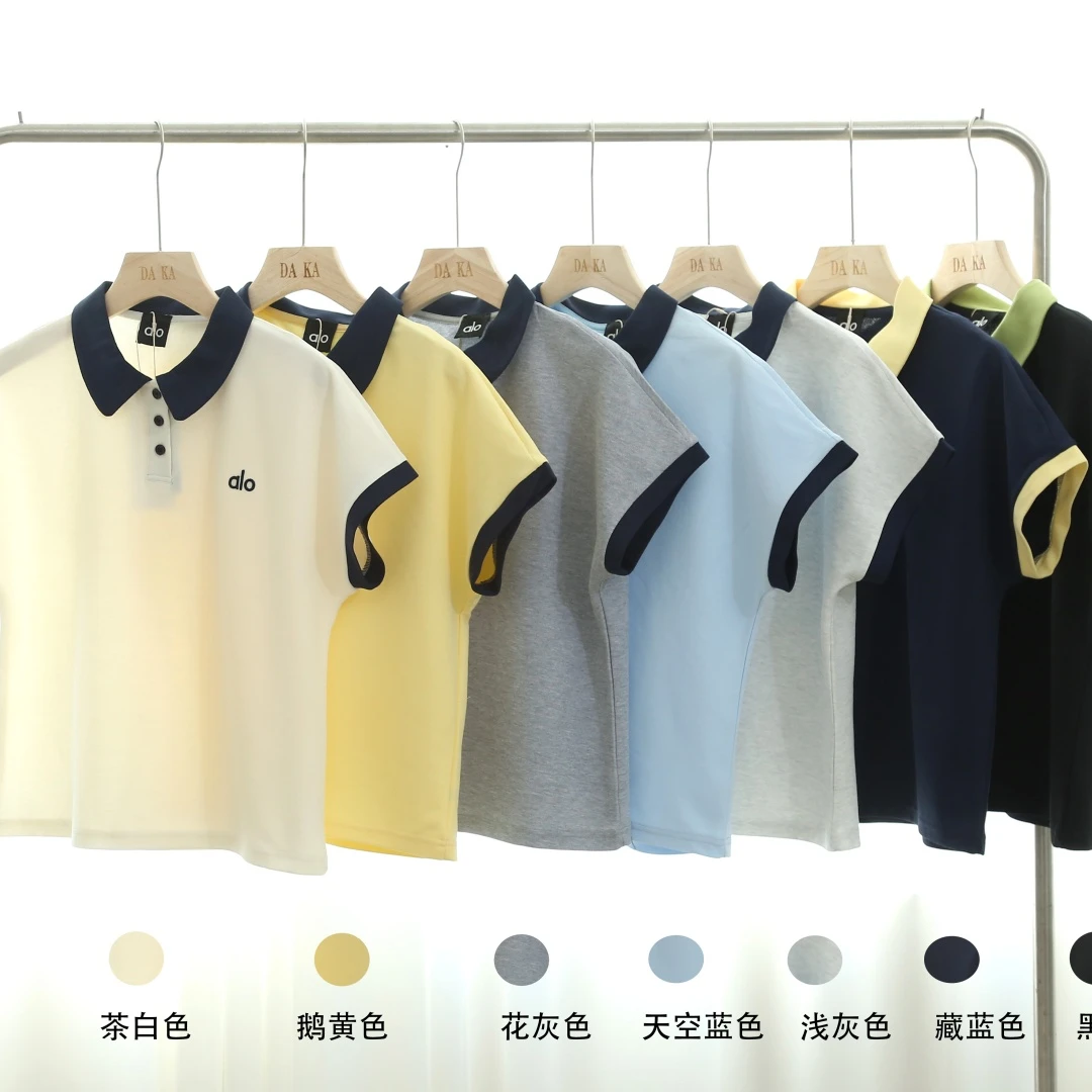 女士POLO衫潮牌韩版撞色百搭设计师刺绣短袖小字母ola百搭T恤