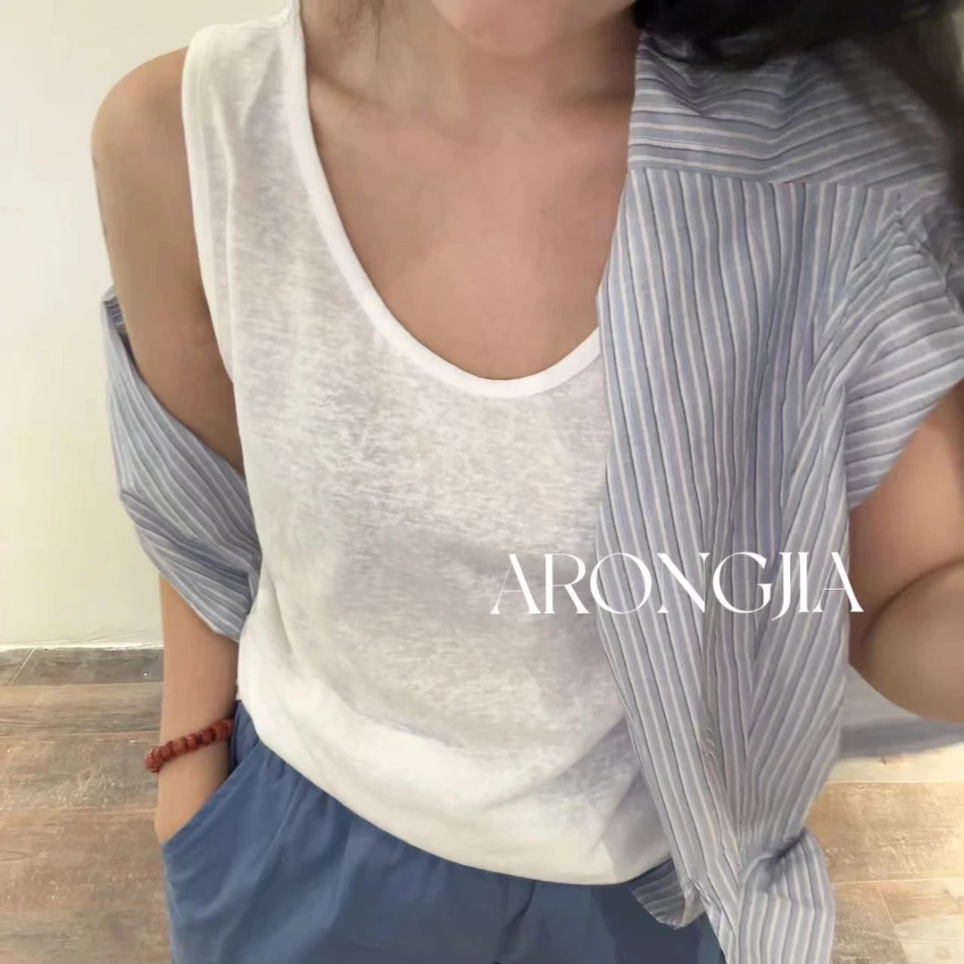 【ARONG阿荣家】背心05011-黑色白色-F