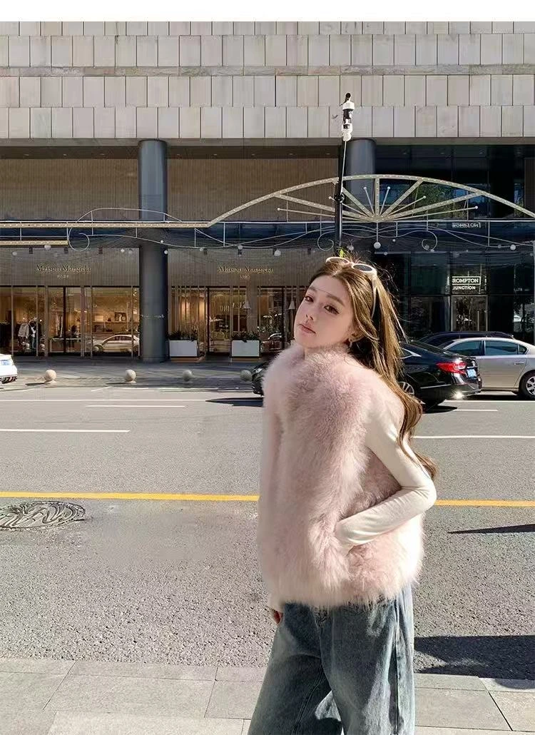 皮草马甲外套女2025秋冬新款韩系环保仿狐狸毛坎肩百搭
