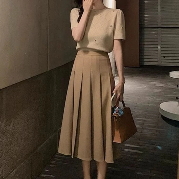 主播同款，直播间链接/法式赫本风卡其色半身裙女装高腰显瘦