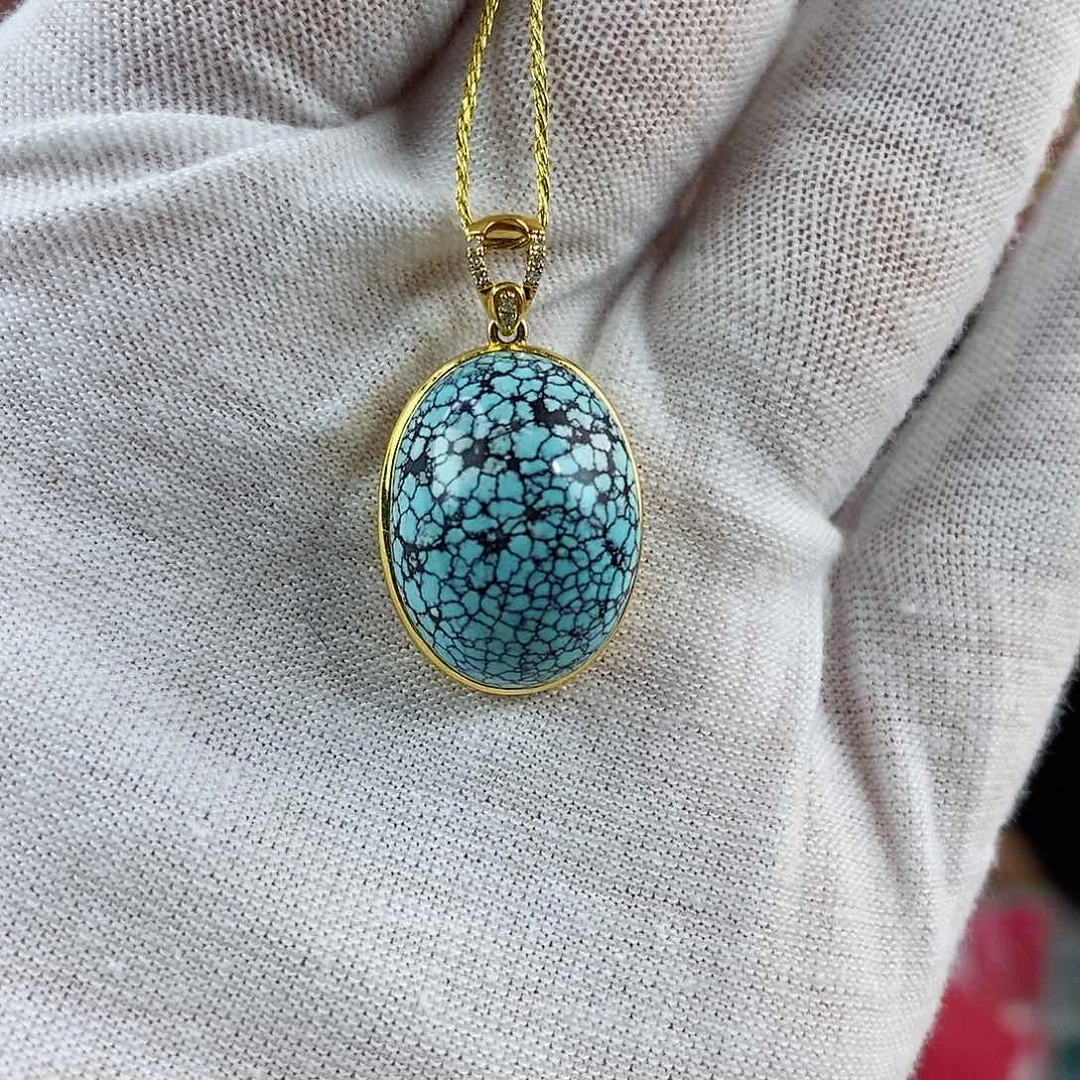 绿松石珠宝奇石18K金镶嵌