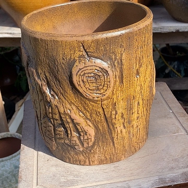 紫砂花盆口19高度20.5树桩