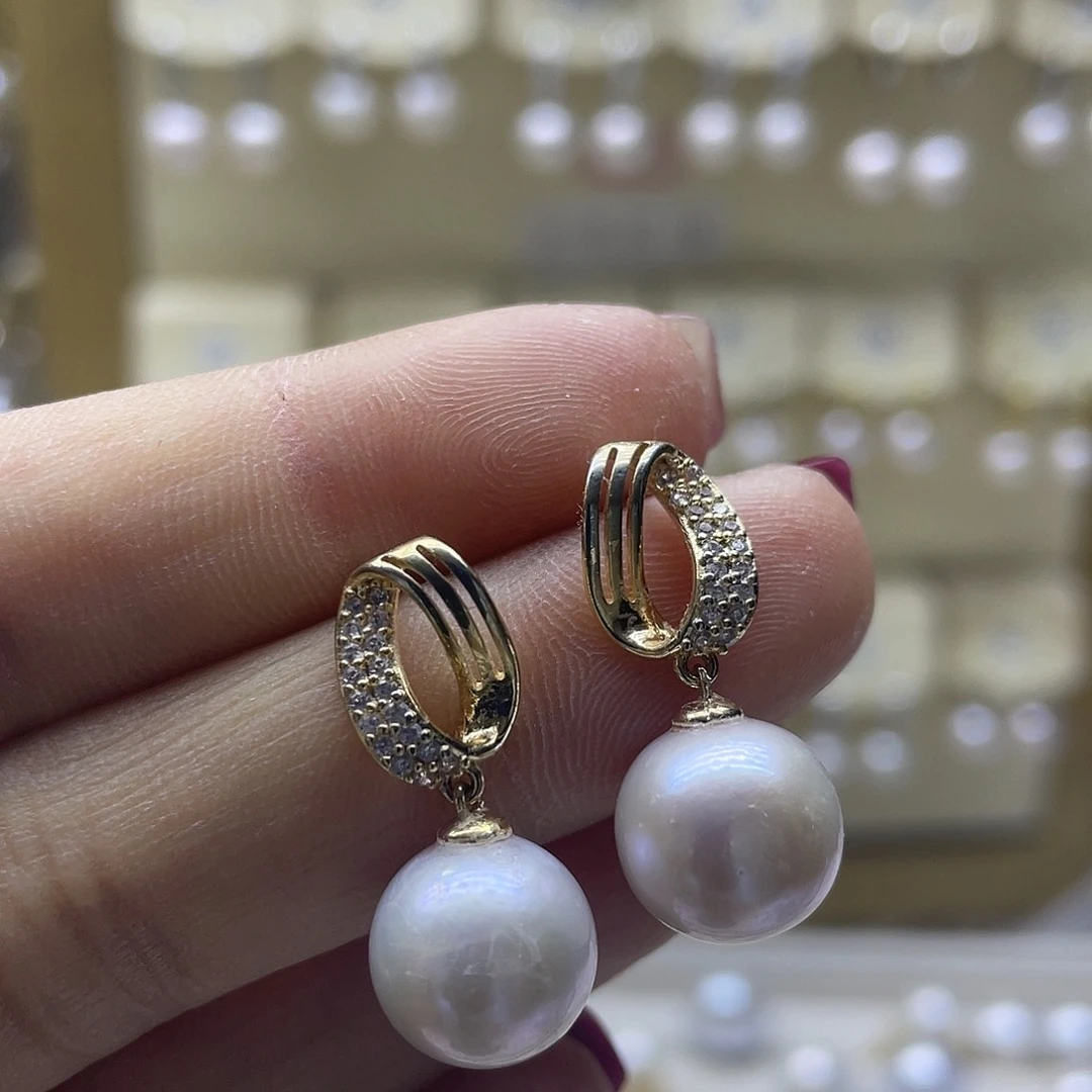 淡水珍珠耳饰银S925镶嵌