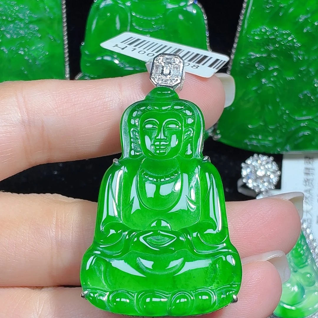 翡翠银S925镶嵌颈饰天然A货翡翠