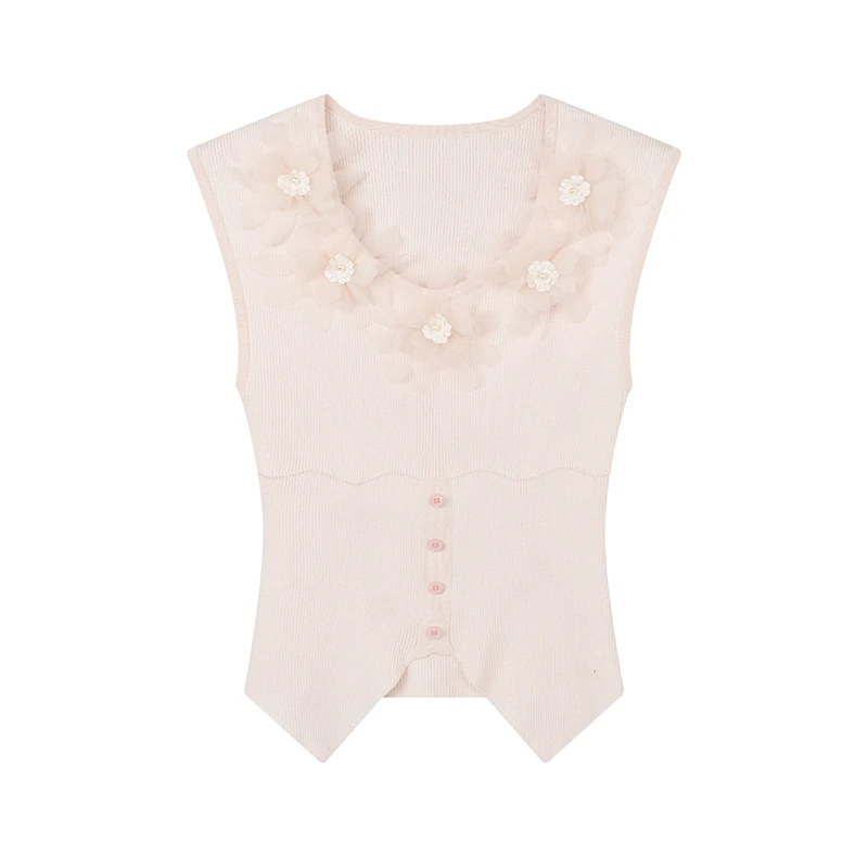 【小花专属】立体钉花针织衫W6552