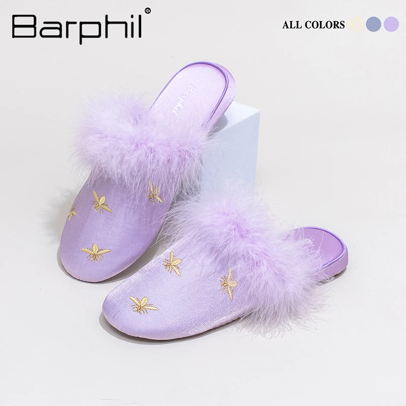 Barphil拖鞋女2025新款秋季室内家居毛毛软底亲肤不撞款静音包头