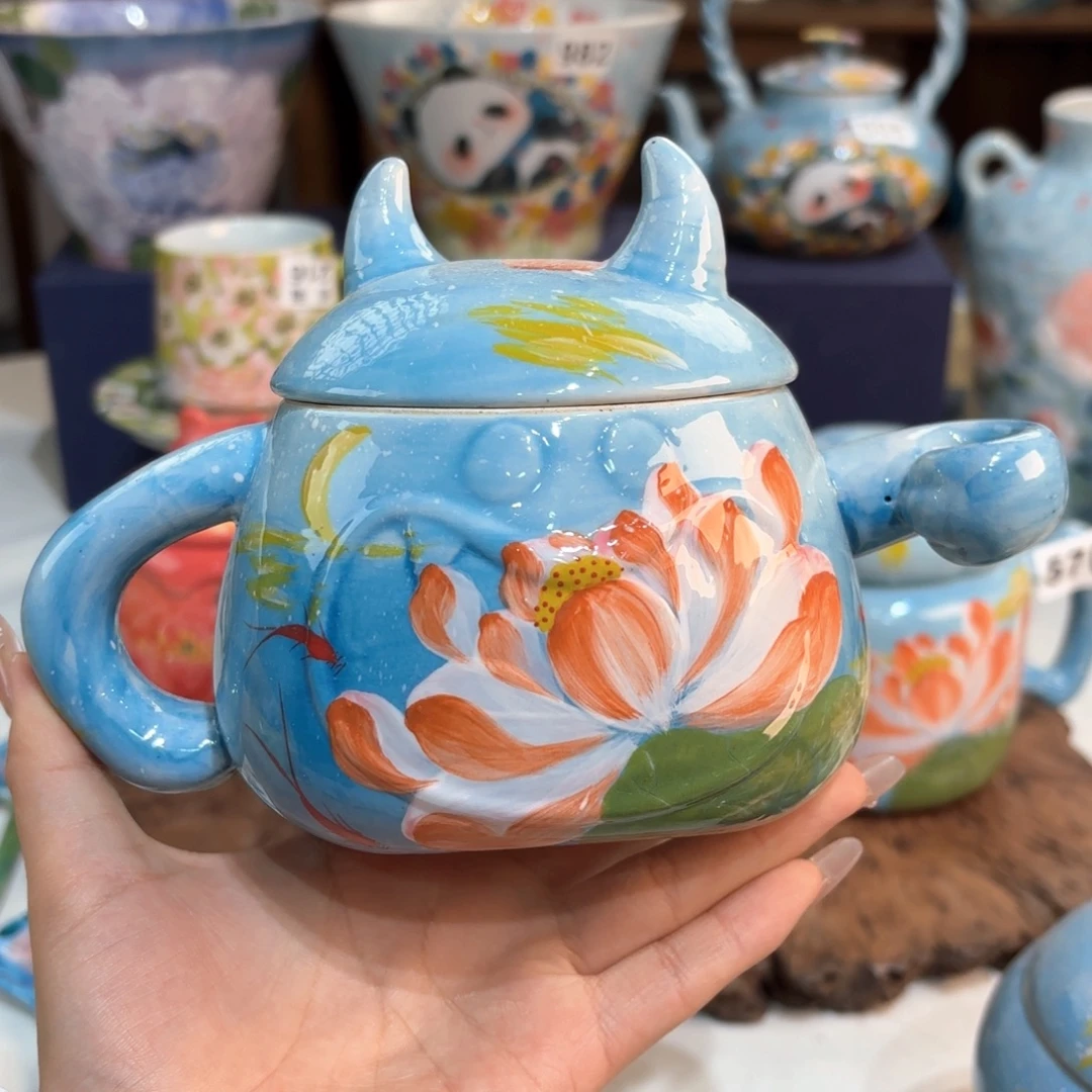 景德镇手绘高温釉下彩陶瓷茶具