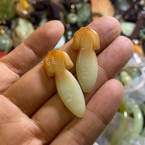 岫玉银S925镶嵌耳坠一对