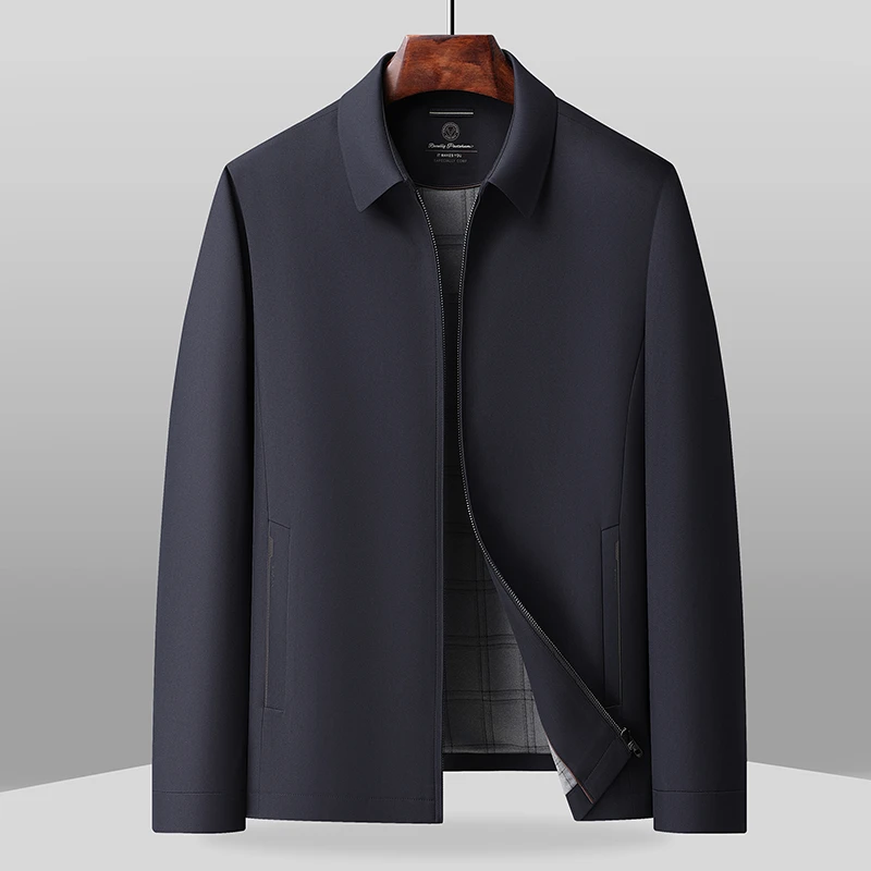 爸爸春秋季外套中老年人休闲夹克衫男款立领上衣服爷爷装60岁70