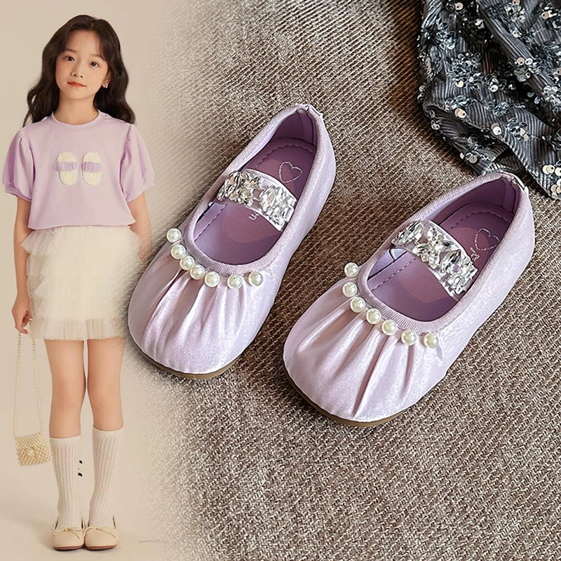 女童皮鞋2025春夏新款韩版中小童女孩公主鞋软底宝宝休闲豆豆单鞋