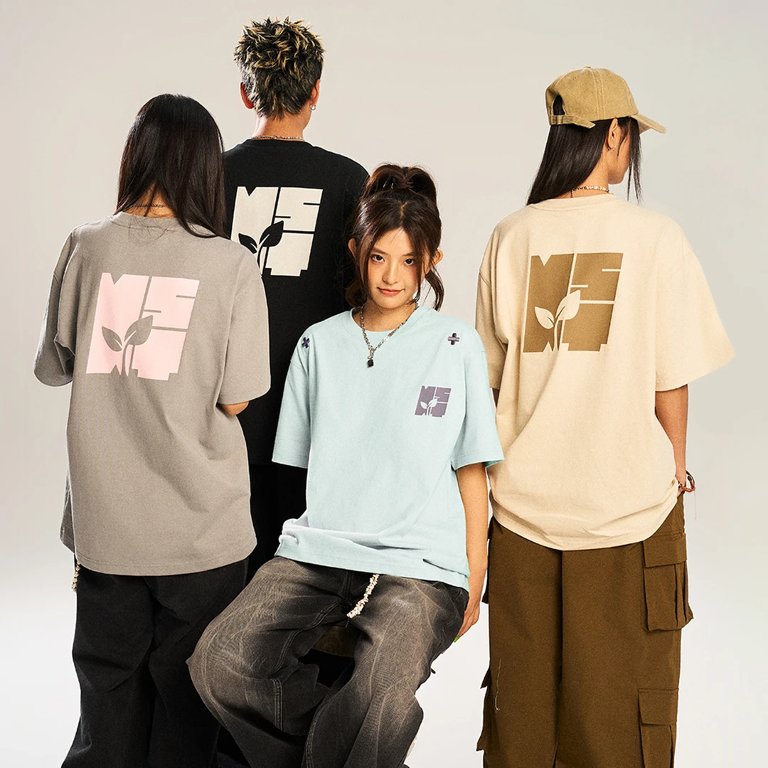 NSTNEW START发芽计划2025年新款前后撞色LOGO宽松百搭短袖T恤女