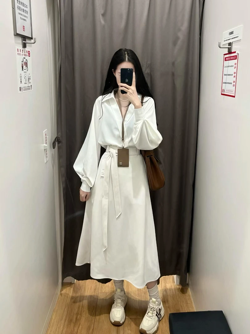 2025秋季新款通勤休闲穿搭气质衬衫上衣高腰显瘦半身裙时尚两件套