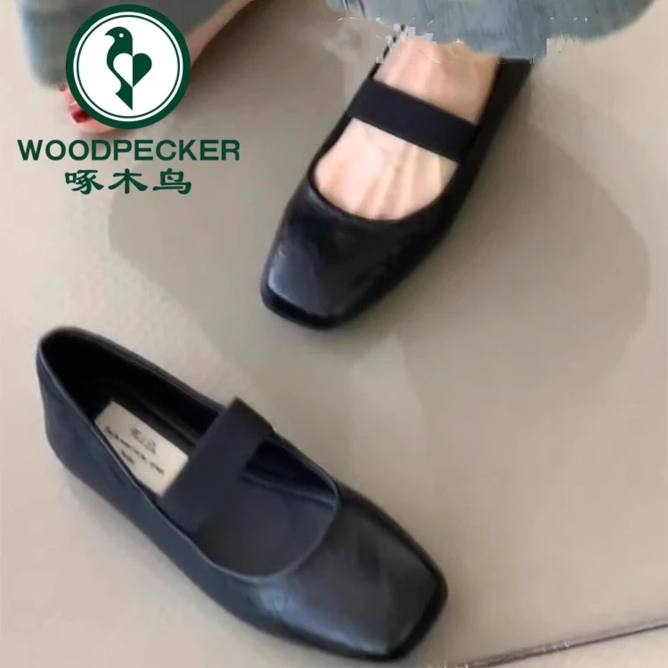 啄木鸟复古玛丽珍鞋女2025春夏新品法式配裙子单鞋浅口软底女鞋