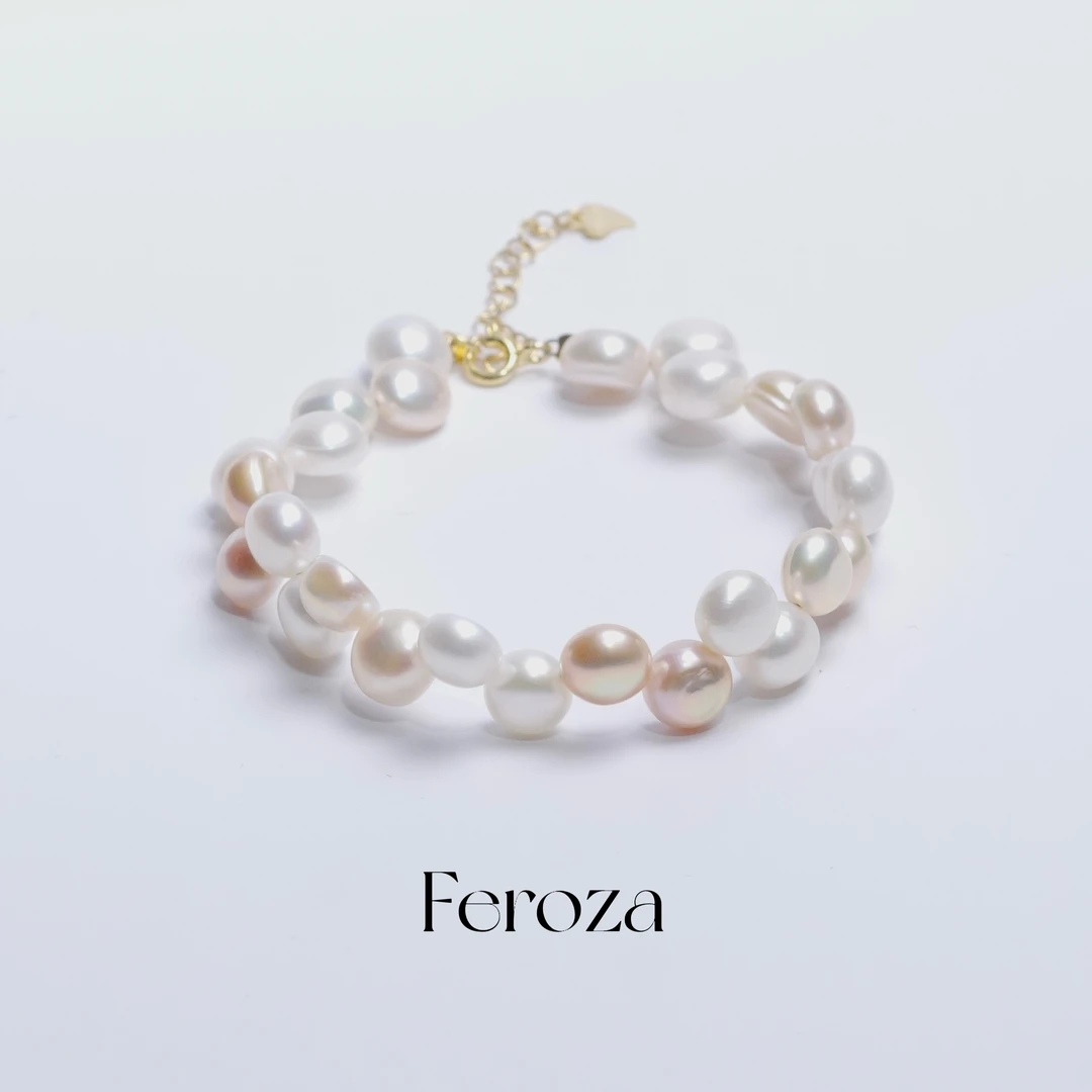 S925银错位珍珠手链