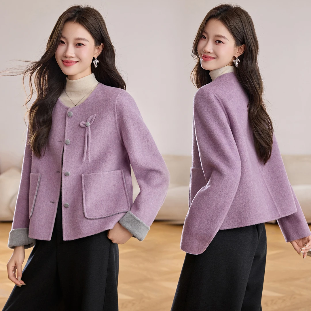法式小香风双面羊毛呢外套女2025年秋冬新款时髦洋气短款呢子大衣
