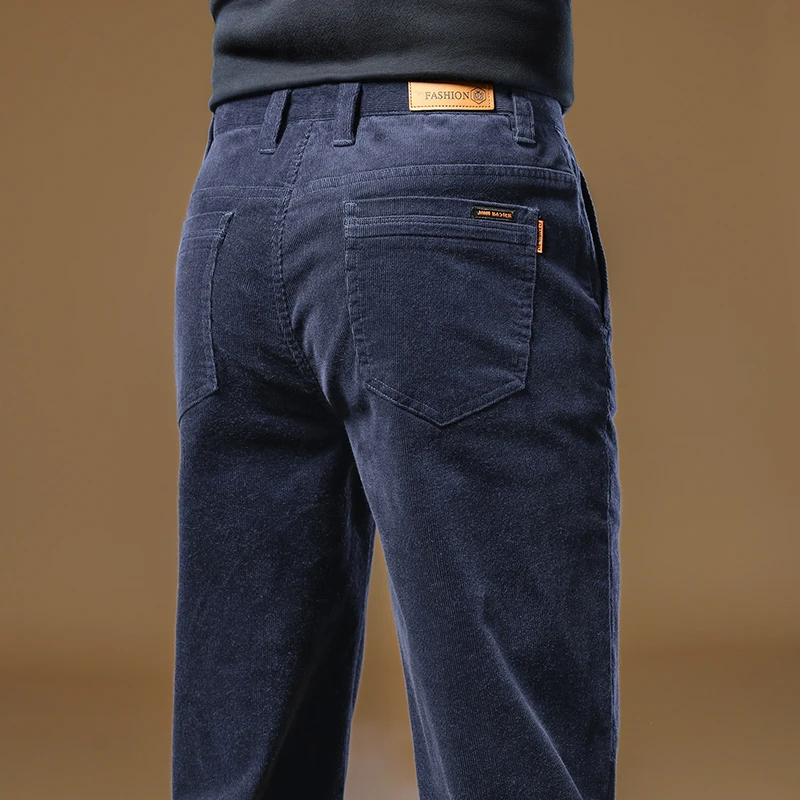 香港加绒加厚男士秋冬款裤子灯芯绒裤保暖潮流春秋40岁男士休闲裤